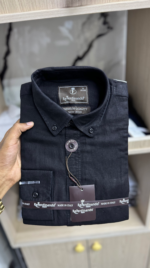 Black Referdinando Linen Shirt